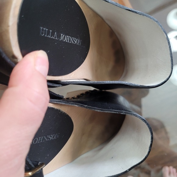 Ulla Johnson Black Leather Studded Wooden Clog Slingback Shoes Women Size 40 - Picture 8 of 11